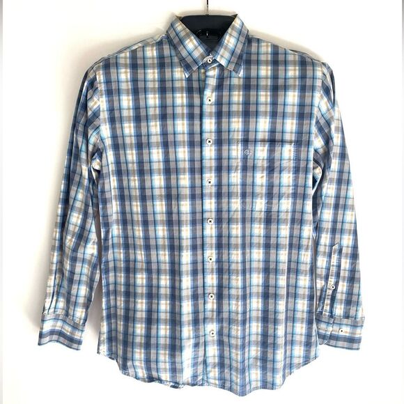 Peter Millar Weekender Wash Plaid casual button down M - Picture 1 of 5